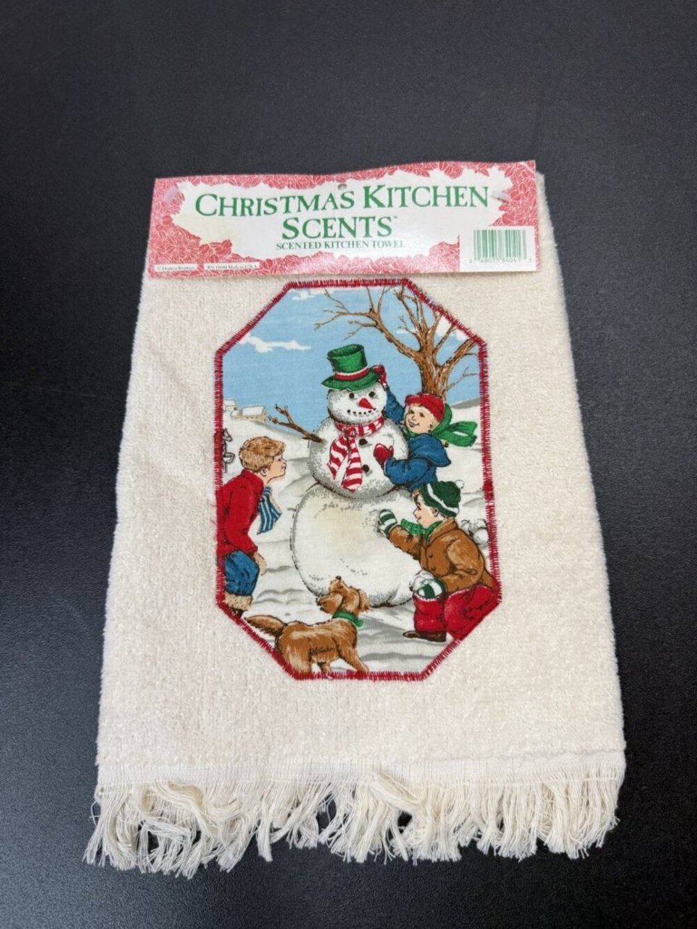 Vintage Christmas Kitchen Scents Hand Towel Snowman USA With Tags